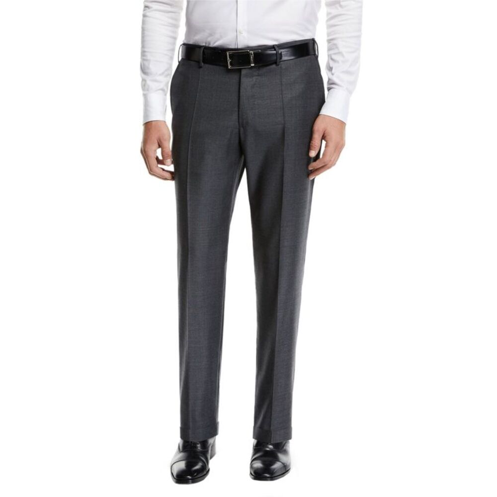 Private Label Mens Nailhead Wool Pants 36 Black/Grey - Made In Italy